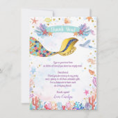 Gold Glitter | Zeemeermin in het Zee van Birthday Bedankkaart (Voorkant)