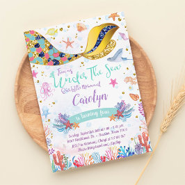 Gold Glitter | Zeemeermin in het Zee van Birthday Kaart