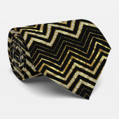 Gold Glitter & Zigzag Chevron Pattern Stropdas (Opgerold)