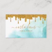Gold Glitter zorgt voor Blauwgroen Waterverf Makeu Visitekaartje (Voorkant)