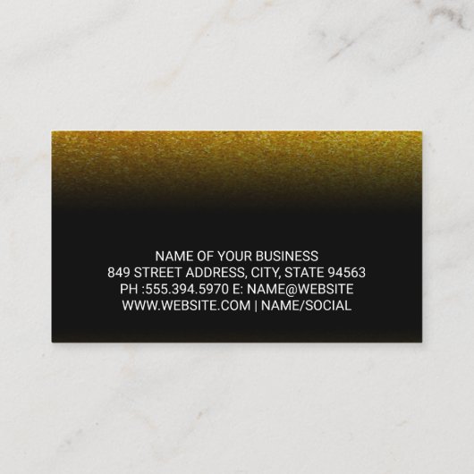 Gold Glitter | Zwarte fade Visitekaartje (Achterkant)