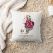 Gold Glittered J Monogram Floral Burgundy Red Kussen (Deken)