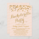 Gold Glittering Confetti Bachelorette Party Invite Kaart (Voorkant / Achterkant)