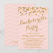 Gold Glittering Confetti Bachelorette Party Invite Kaart (Voorkant / Achterkant)