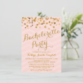 Gold Glittering Confetti Bachelorette Party Invite Kaart (Staand voorkant)