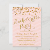 Gold Glittering Confetti Bachelorette Party Invite Kaart (Voorkant)