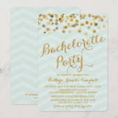 Gold Glittering Confetti Bachelorette Party Invite Kaart (Voorkant / Achterkant)