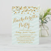 Gold Glittering Confetti Bachelorette Party Invite Kaart (Staand voorkant)