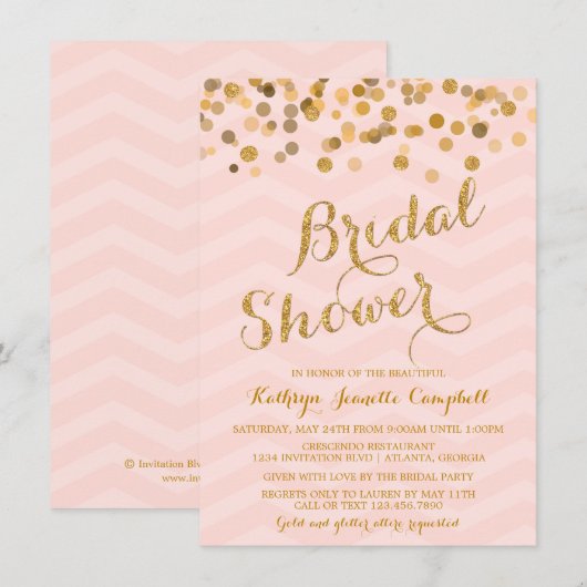 Gold Glittering Confetti Vrijgezellenfeest Invite Kaart (Voorkant / Achterkant)