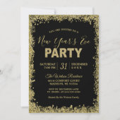 Gold Glitters Border Typography New Year's Party Kaart (Voorkant)