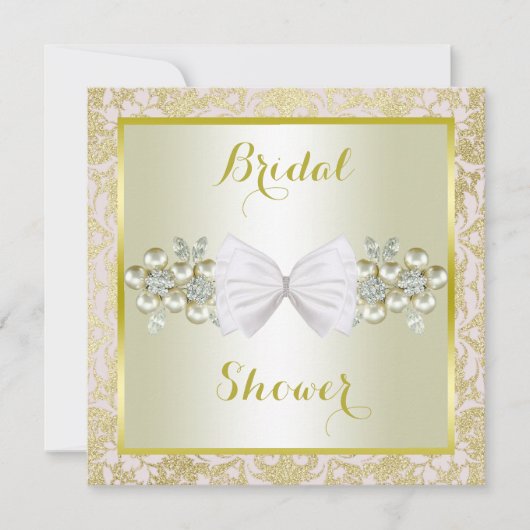 Gold Glitters, diamanten Pareltjes en Vrijgezellen Kaart (Voorkant)