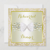 Gold Glitters, Diamond Gem & Bow Rehearsal Dinner Kaart (Voorkant)