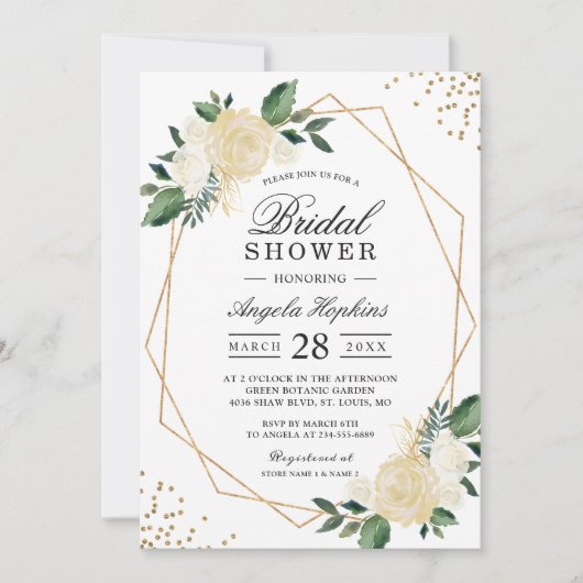 Gold Glitters Greenery Floral Vrijgezellenfeest Br Kaart (Voorkant)