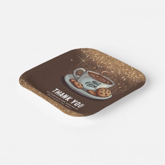 Gold Glitters Hot Chocolate Winter Baby shower Papieren Bordje (Gebogen)