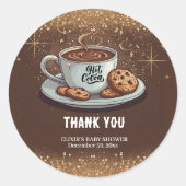 Gold Glitters Hot Chocolate Winter Baby shower Ronde Sticker (Voorkant)