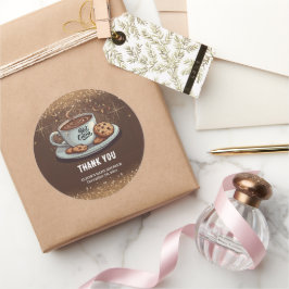 Gold Glitters Hot Chocolate Winter Baby shower Ronde Sticker