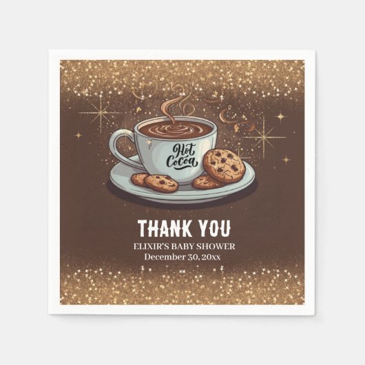 Gold Glitters Hot Chocolate Winter Baby shower Servet (Voorkant)