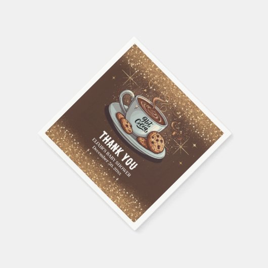 Gold Glitters Hot Chocolate Winter Baby shower Servet (Hoek)