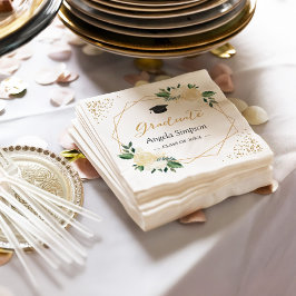 Gold Glitters Ivory Green Floral Gradual Party Servet
