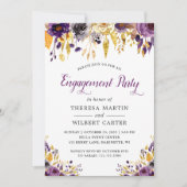 Gold Glitters Paarse Chic Floral Engagement Party Kaart (Voorkant)
