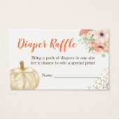 Gold Glitters Pumpkin Baby shower Diaper Raffle Visitekaartje (Voorkant)