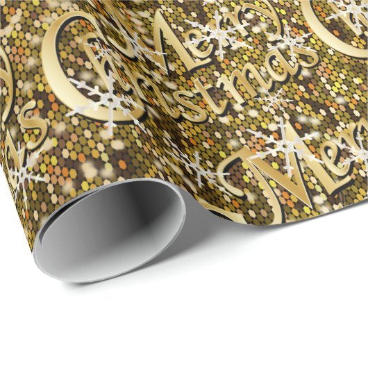 Gold Glittery Confetti Merry Kerstry Cadeaupapier (Rol Hoek)