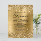 Gold Glittery Folie Fancy Monogram 40e verjaardag Kaart (Staand voorkant)