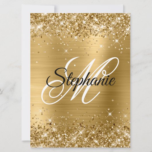 Gold Glittery Folie Fancy Monogram 40e verjaardag Kaart (Achterkant)