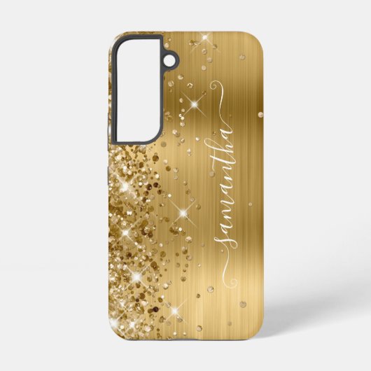 Gold Glittery Folie Girly Handtekening Samsung Galaxy Hoesje (Achterkant)