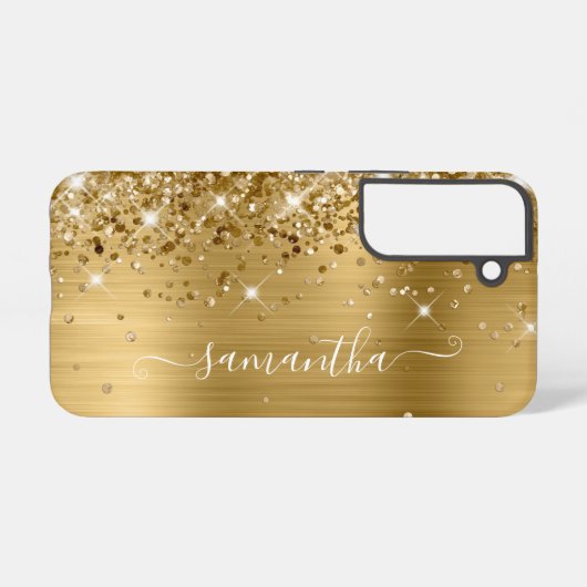 Gold Glittery Folie Girly Handtekening Samsung Galaxy Hoesje (Achterkant horizontaal)