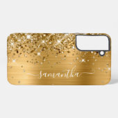 Gold Glittery Folie Girly Handtekening Samsung Galaxy Hoesje (Achterkant horizontaal)