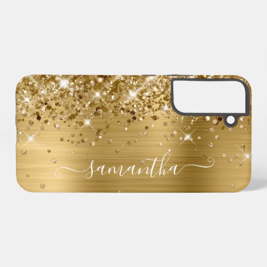Gold Glittery Folie Girly Handtekening Samsung Galaxy Hoesje (Achterkant horizontaal)