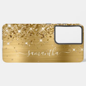 Gold Glittery Folie Girly Handtekening Samsung Galaxy Hoesje (Linkerkant)