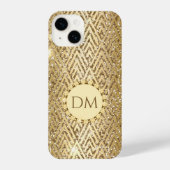 Gold Glittery Geometric Diamond Pattern Monogram iPhone Hoesje (Achterkant)