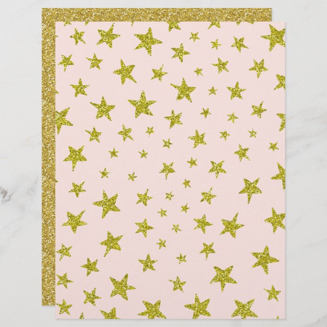 Gold Glittery-look Star-scrapbook (Voorkant / Achterkant)