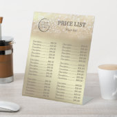 Gold glittery luxe aangepaste logo prijslijst reclamebord met voetstuk (Insitu)