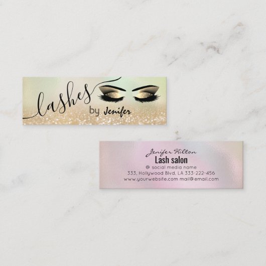 Gold Glittery luxe make-up ogen kalligrafie Mini Visitekaartje (Voorkant / Achterkant)