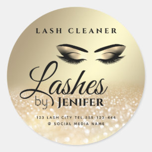 Gold glittery make-up extension lash cleaner c ronde sticker