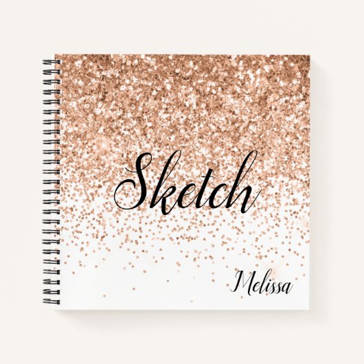 Gold Glittery Monogram Sketchbook Notitieboek (Voorkant)