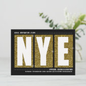 Gold Glittery New Year's Eve Cocktail Party Kaart (Staand voorkant)