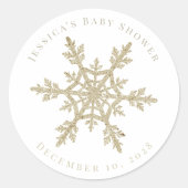 Gold Glittery Snowflake Classic Round Sticker (Voorkant)