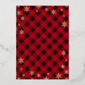 Gold Glittery Snowflake Red Pset-kerstfeest Folie Uitnodiging (Achterkant)