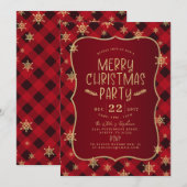 Gold Glittery Snowflake Red Pset-kerstfeest Kaart (Voorkant / Achterkant)