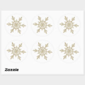 Gold Glittery Snowflake Ronde Sticker (Vel)