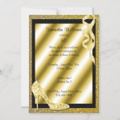 Gold Glittery Stiletto & Streamers 60th Birthday Magnetische Uitnodiging (Voorkant)