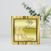 Gold Glittery Stilettos & Music Fabulous 50 Kaart (Staand voorkant)