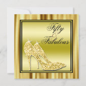 Gold Glittery Stilettos & Music Fabulous 50 Kaart (Voorkant)