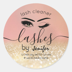 Gold glittery wink lash-uitbreidingsschoner ronde sticker