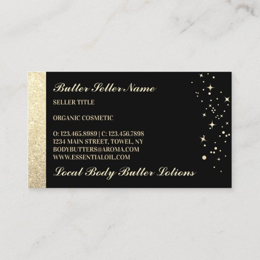 Gold Glitz Body Butter Cosmetic Cream Visitekaartje (Achterkant)