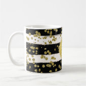 Gold Glitz Confetti Stippen Black Stripes Monogram Koffiemok (Links)